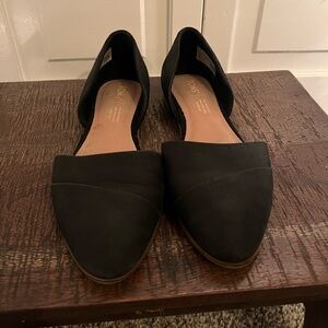 Toms Black Leather Flats